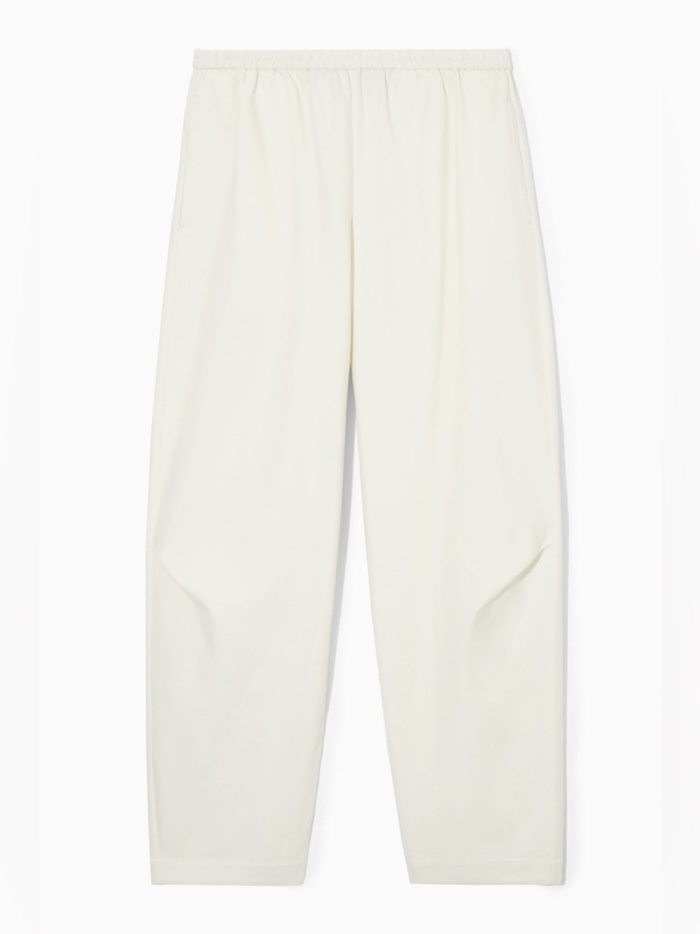 COS Elasticated Barrel-Leg Pants White Cotton Pull-On Trousers 34